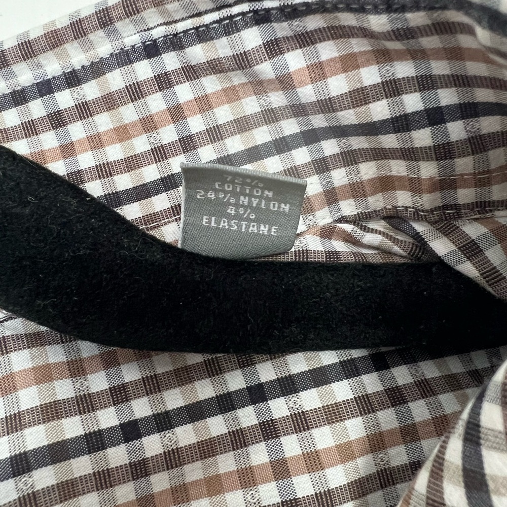 Michael Kors Slim Fit Button Down Shirt Brown Travel Stretch 16‎ 32/33 Large - Picture 4 of 5